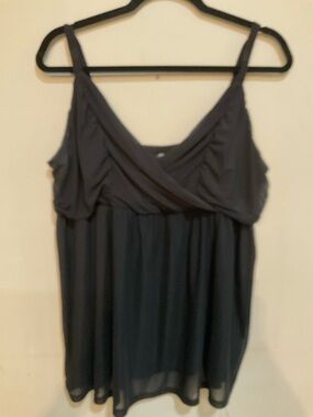 Torrid Mesh Babydoll Tank Womens 1X Black Strappy Lined Lightweight